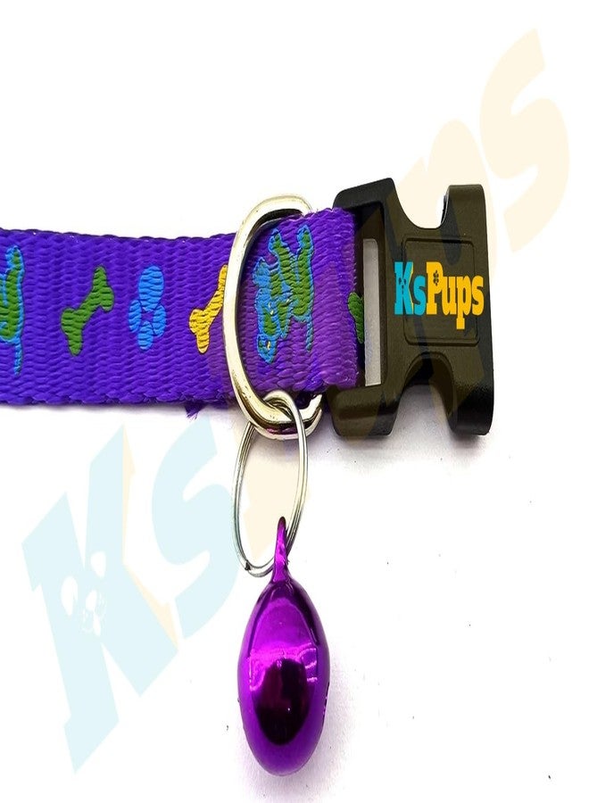 KsPups 15MM Silicon Soft Paw and Bone Print Nylon Collar Belt and Leash with Adjustable Quick Release and Breathable Neck Collar Belt Set Ideal for Outdoor Walking Dogs and Cats (Purple) - Image 4